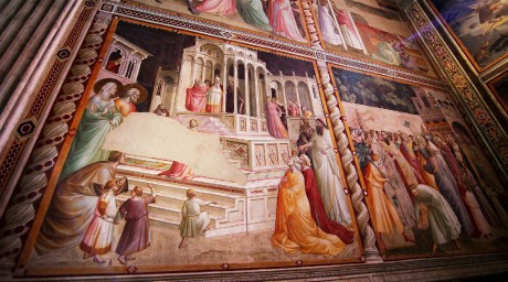 Florencie_bazilika Santa Croce_Příběhy Panny Marie_ fresky Taddeo Gaddiho v kapli Baroncelli_1328_38   (1_2)