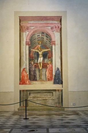 Florencie_Santa Maria Novella_interiér_Masaccio_Nejsvětější trojice_po 1280